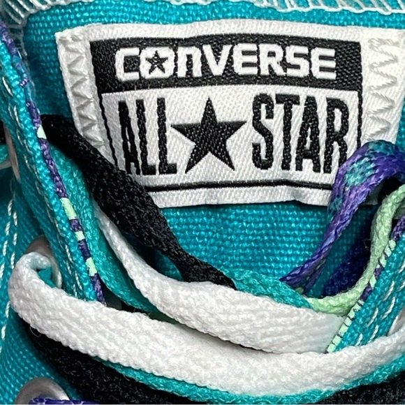 Converse Chuck Taylor All Star Teal Tropical Skull Triple Laces Mens 6 Womens 8 - Picture 9 of 16